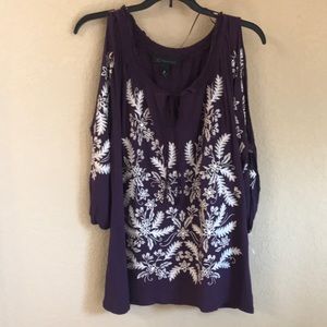 EUC INC International Concepts Purple Cut Out Tunic Sz M